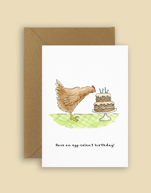 "Have an egg-celent birthday!" Chicken birthday card