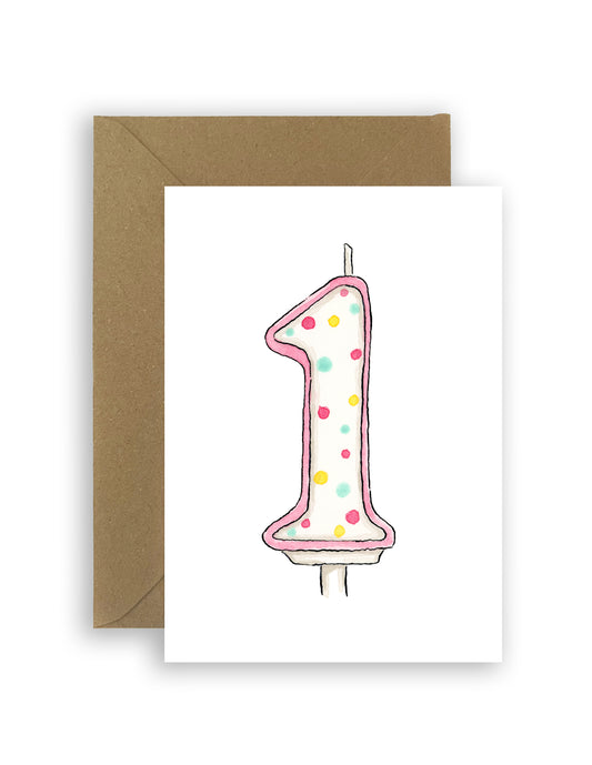 1st Birthday Card - Birthday Candle