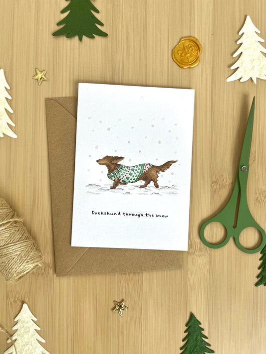 "Dachshund through the snow" - Christmas card
