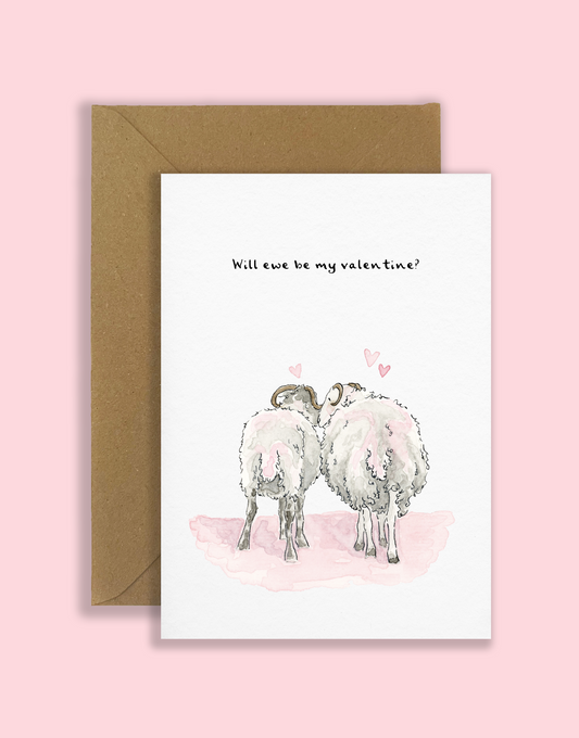 "Will ewe be my valentine?" Valentines Card