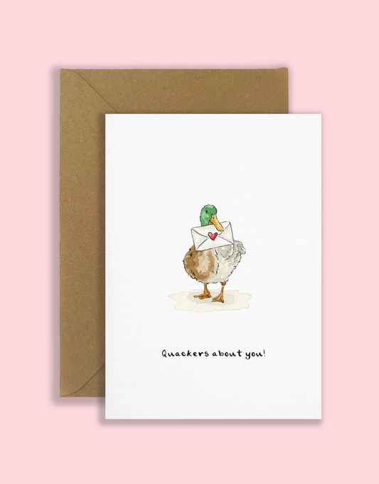 "Quackers about you!" Valentines card